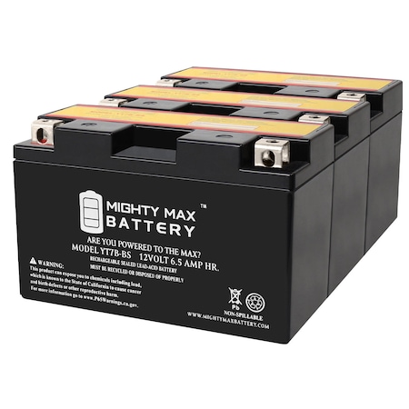 YT7B-BS 12V 6.5AH Replacement Battery Compatible With Suzuki DRZ 400 S WVBC 00-05 - 3PK